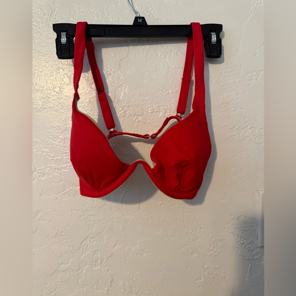 Red shade and shore bikini top